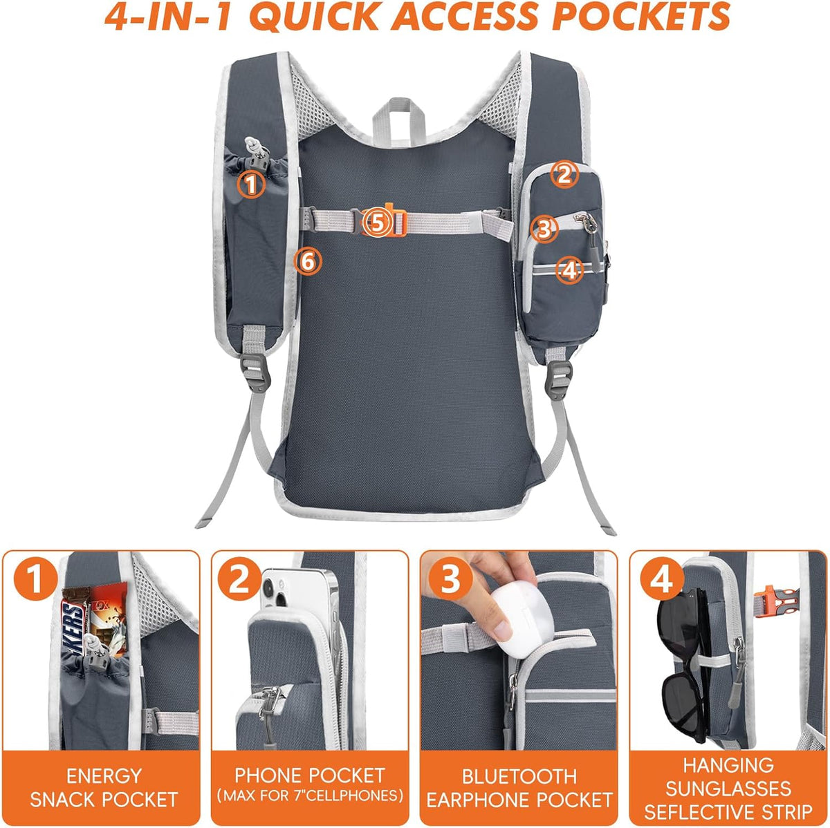 Seektop Small Hiking Backpack Expandable 12L-16L, Lightweight Packable Waterproof Daypack with Phone Pocket for Women Men
