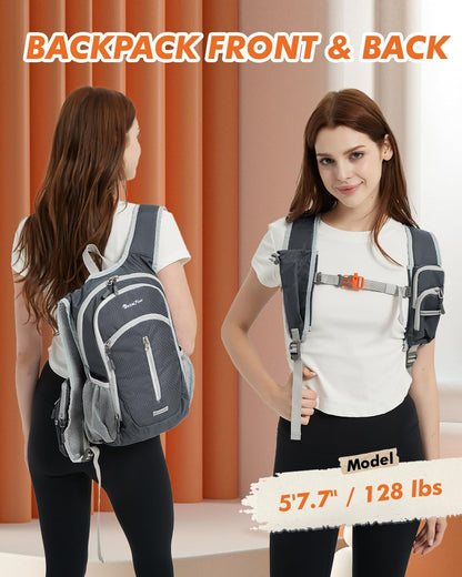 Seektop Small Hiking Backpack Expandable 12L-16L, Lightweight Packable Waterproof Daypack with Phone Pocket for Women Men