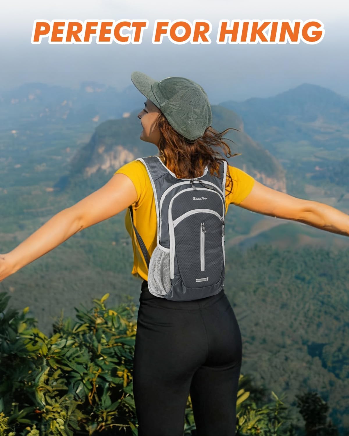 Seektop Small Hiking Backpack Expandable 12L-16L, Lightweight Packable Waterproof Daypack with Phone Pocket for Women Men