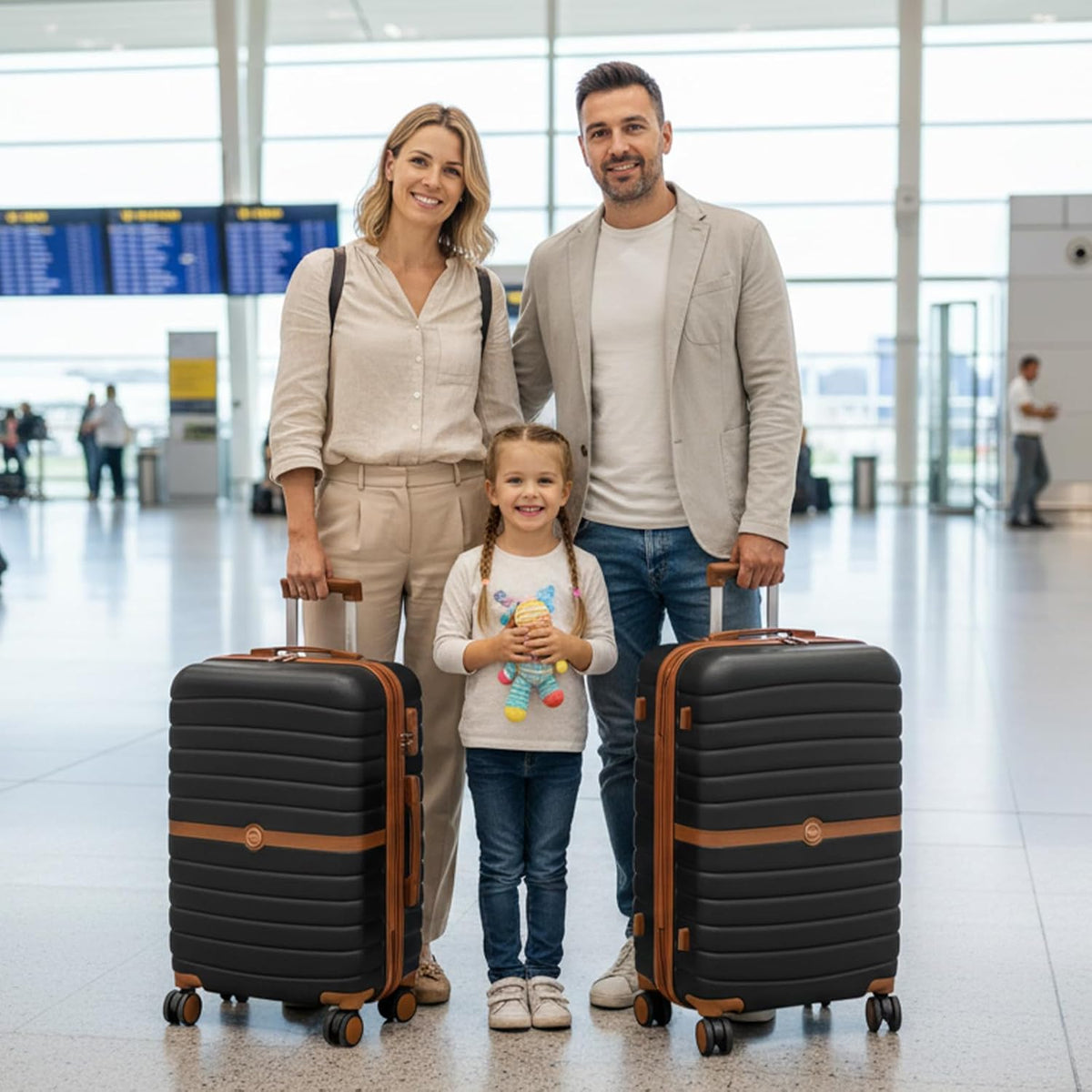 Expandable Carry On Luggage 22x14x9 Airline Approved with Spinner Wheels, 20 Inch Impact-Resistant PC+ABS Hardshell Rolling Suitcase Travel Luggage with Lock, White/Brown