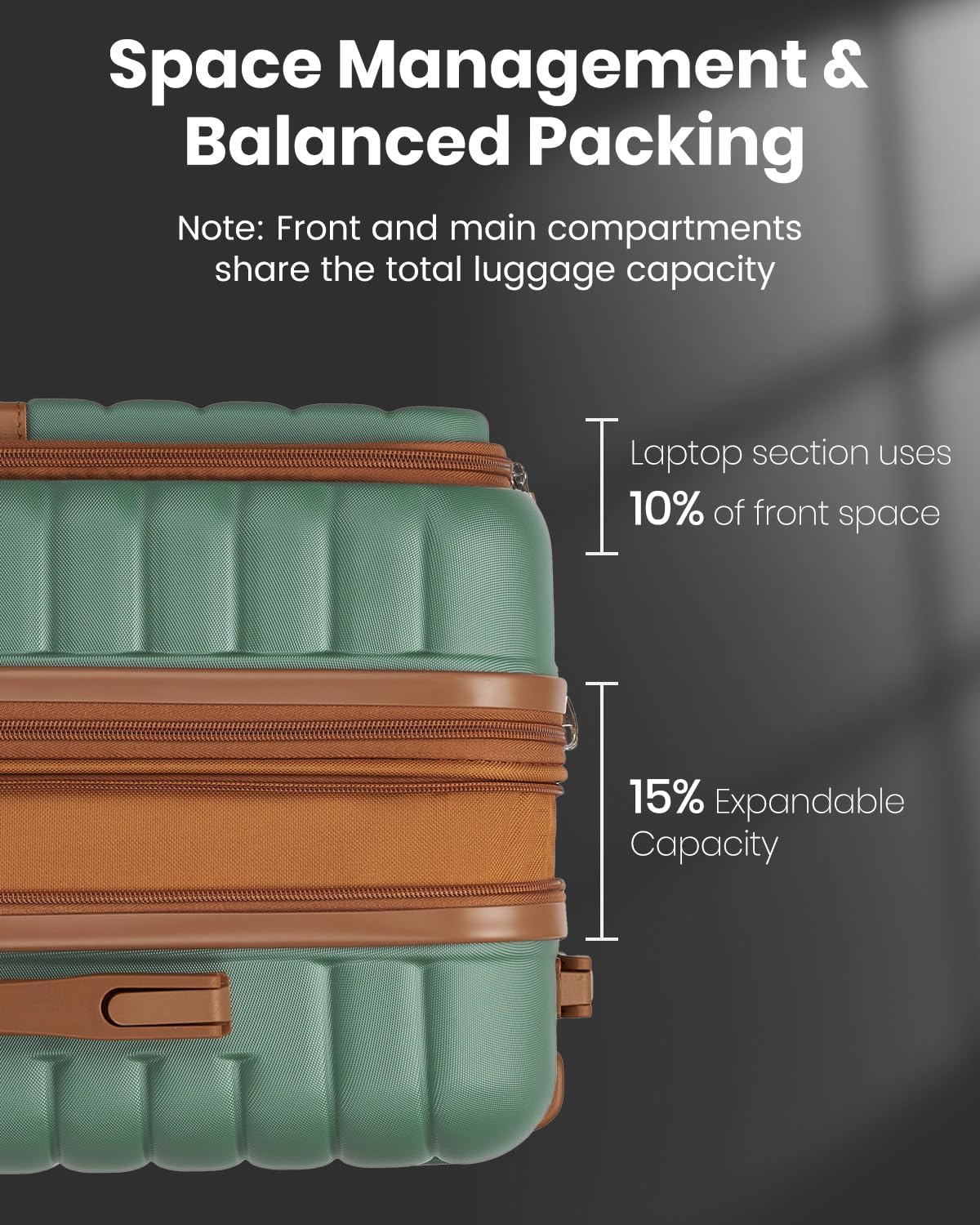 Expandable Carry On Luggage 22x14x9 Airline Approved with Spinner Wheels, 20 Inch Impact-Resistant PC+ABS Hardshell Rolling Suitcase Travel Luggage with Lock, White/Brown
