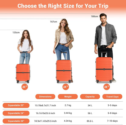 Expandable Carry On Luggage 22x14x9 Airline Approved with Spinner Wheels, 20 Inch Impact-Resistant PC+ABS Hardshell Rolling Suitcase Travel Luggage with Lock, White/Brown