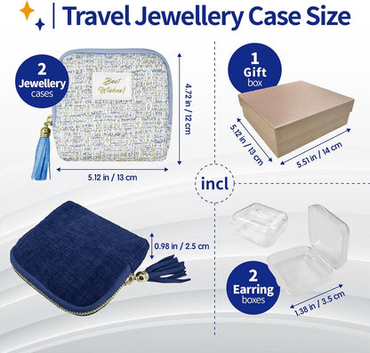 Small Travel Jewelry Case with Earring Box, Mini Travel Jewelry Organizer Pouch, 6-Layer Portable Chenille Storage Bag for Bangle Necklace Earrings Ring Bracelet, Gifts for Women (Green)