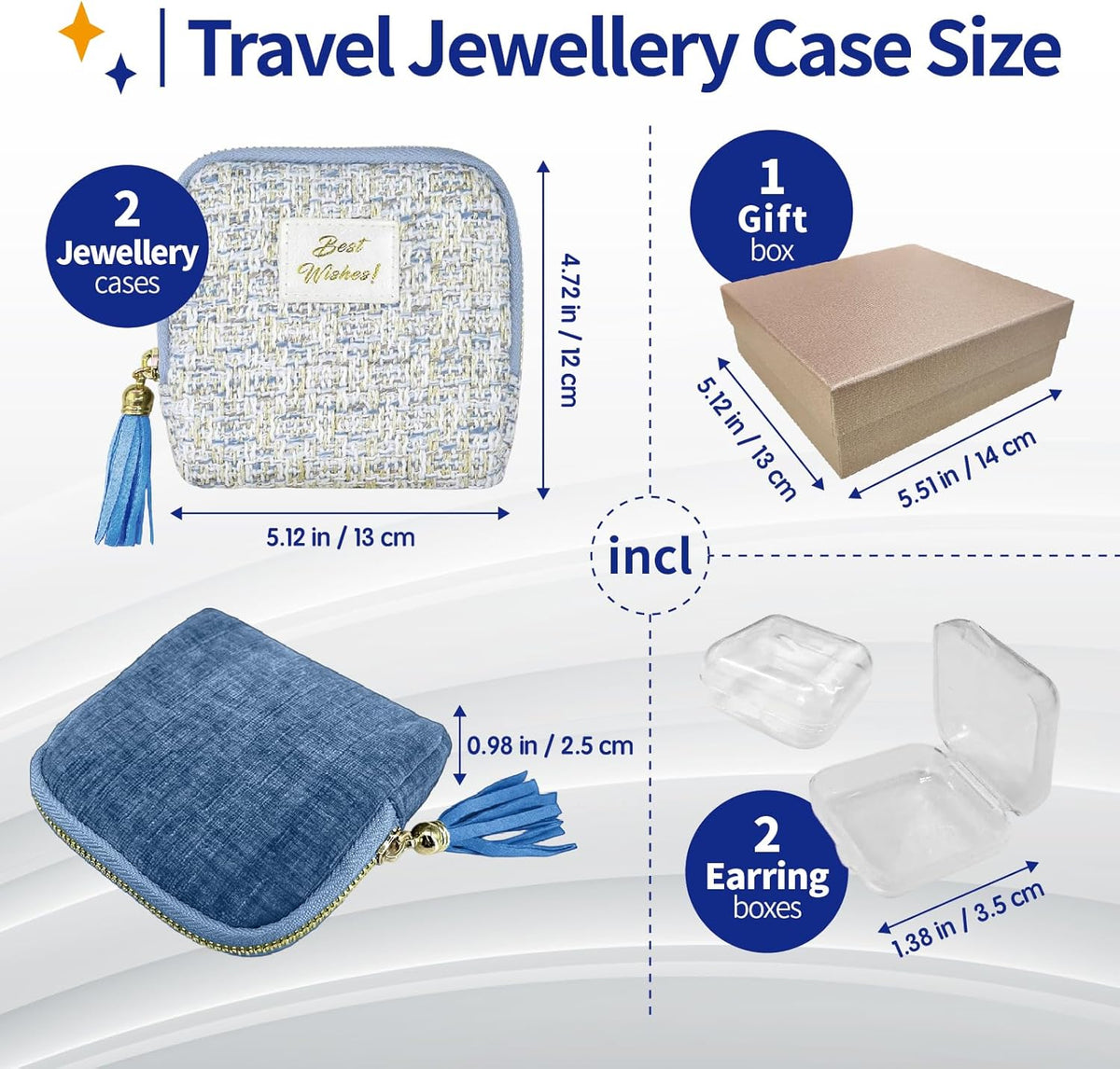 Small Travel Jewelry Case with Earring Box, Mini Travel Jewelry Organizer Pouch, 6-Layer Portable Chenille Storage Bag for Bangle Necklace Earrings Ring Bracelet, Gifts for Women (Green)