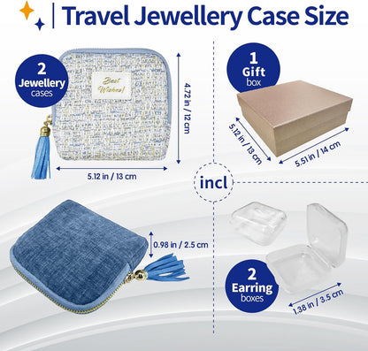 Small Travel Jewelry Case with Earring Box, Mini Travel Jewelry Organizer Pouch, 6-Layer Portable Chenille Storage Bag for Bangle Necklace Earrings Ring Bracelet, Gifts for Women (Green)