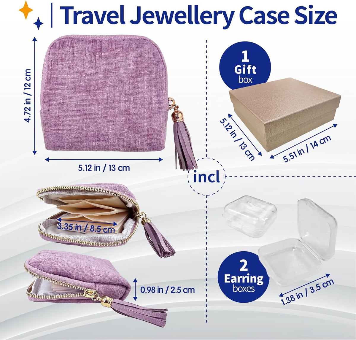 Small Travel Jewelry Case with Earring Box, Mini Travel Jewelry Organizer Pouch, 6-Layer Portable Chenille Storage Bag for Bangle Necklace Earrings Ring Bracelet, Gifts for Women (Green)