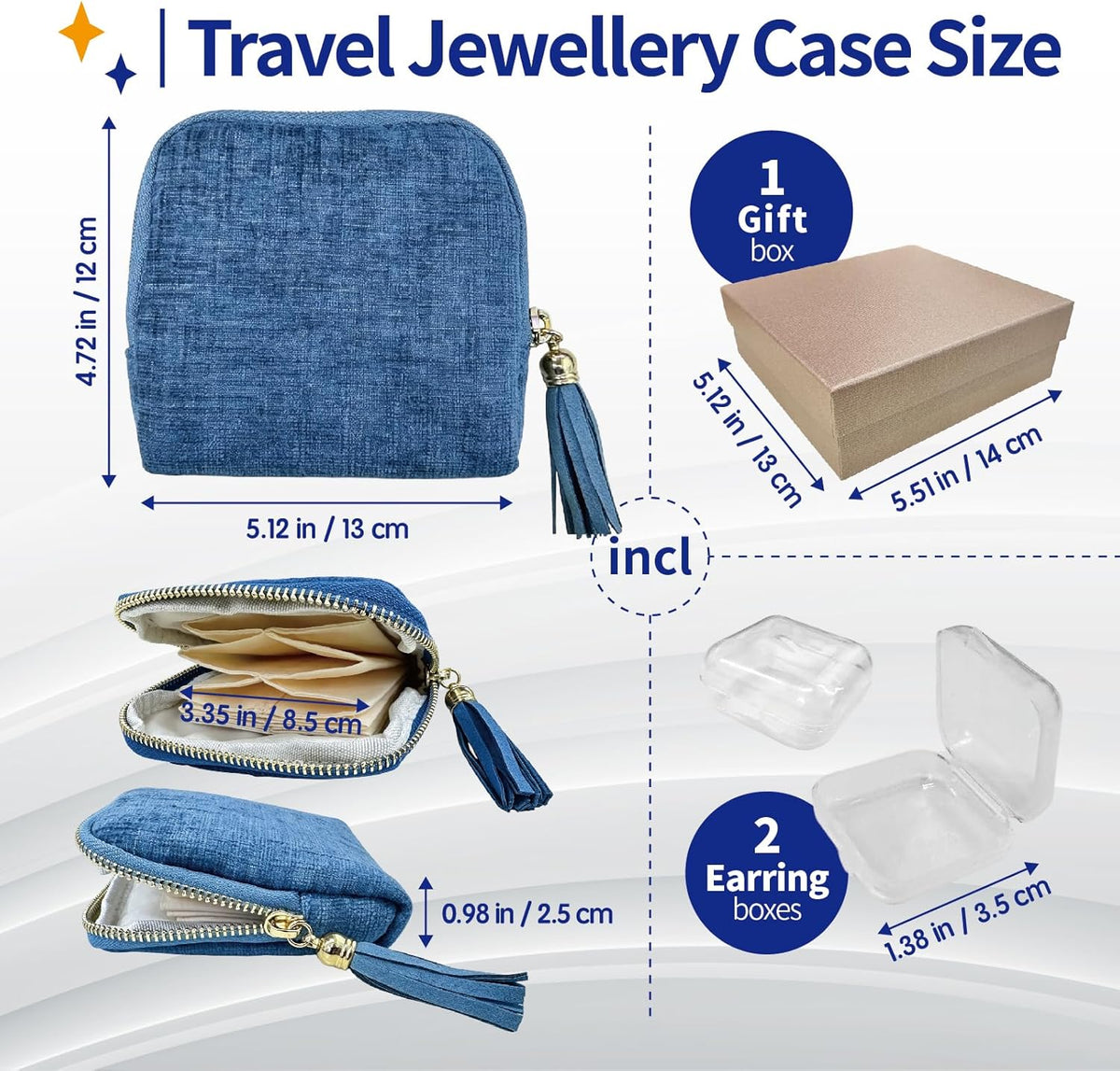 Small Travel Jewelry Case with Earring Box, Mini Travel Jewelry Organizer Pouch, 6-Layer Portable Chenille Storage Bag for Bangle Necklace Earrings Ring Bracelet, Gifts for Women (Green)