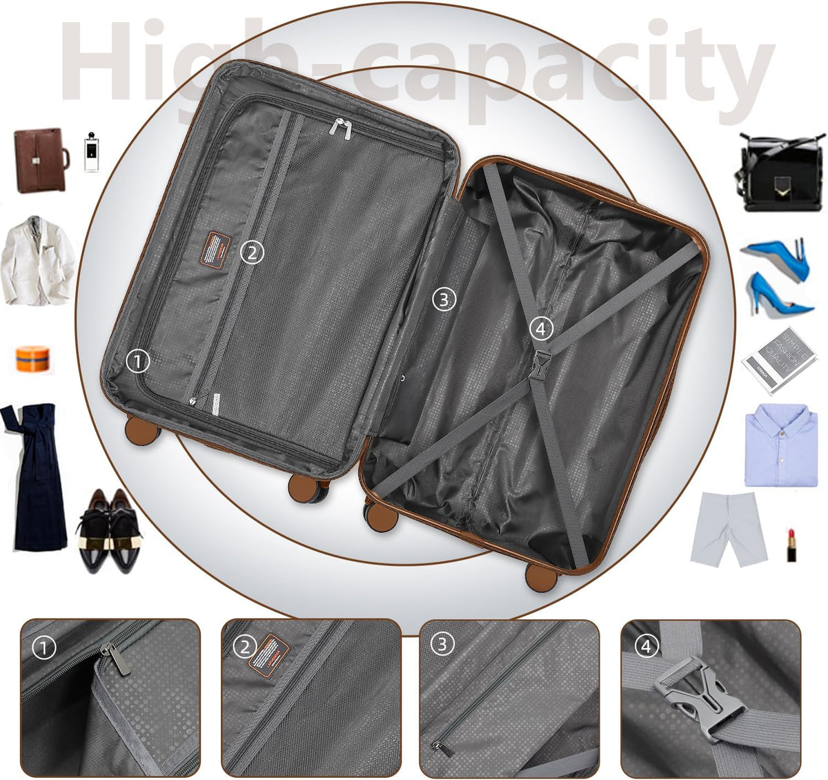 4 Piece Softside Luggage Set with Spinner Wheels,Lightweight Polyester Suitcase Set with Combination Lock, 16" 20" 24" 28" Rolling Travel Luggage for Carry On and Checked Baggage, Rose Red