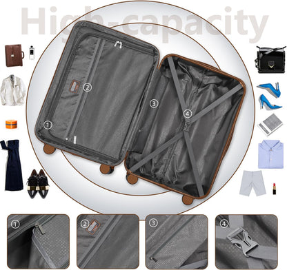 4 Piece Softside Luggage Set with Spinner Wheels,Lightweight Polyester Suitcase Set with Combination Lock, 16" 20" 24" 28" Rolling Travel Luggage for Carry On and Checked Baggage, Rose Red