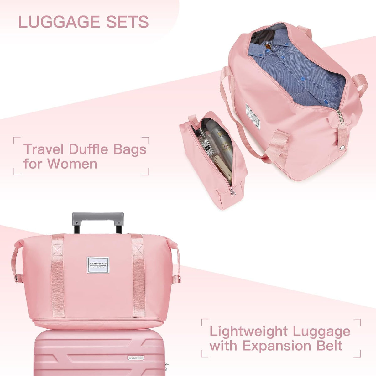 4 Piece Softside Luggage Set with Spinner Wheels,Lightweight Polyester Suitcase Set with Combination Lock, 16" 20" 24" 28" Rolling Travel Luggage for Carry On and Checked Baggage, Rose Red
