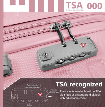 4 Piece Softside Luggage Set with Spinner Wheels,Lightweight Polyester Suitcase Set with Combination Lock, 16" 20" 24" 28" Rolling Travel Luggage for Carry On and Checked Baggage, Rose Red