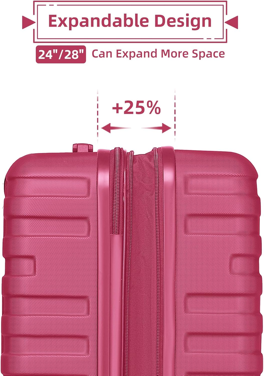 4 Piece Softside Luggage Set with Spinner Wheels,Lightweight Polyester Suitcase Set with Combination Lock, 16" 20" 24" 28" Rolling Travel Luggage for Carry On and Checked Baggage, Rose Red