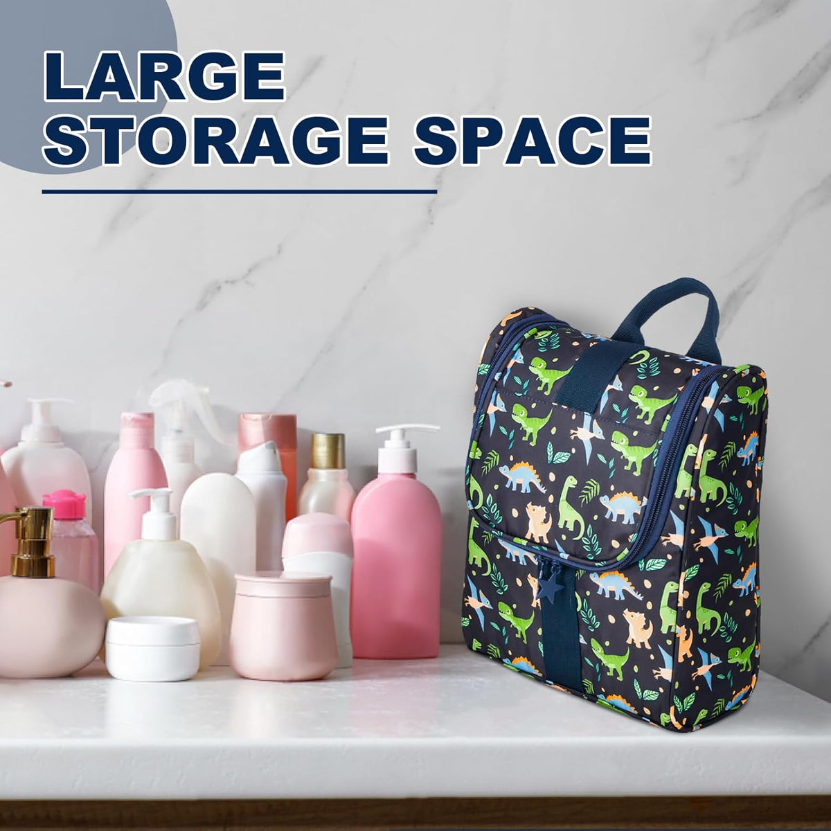Cute Cartoon Hanging Kids Toiletry Bag Children Travel Cosmetic Makeup Organizer Wash Bag Shower bag Over Night Bag Camping Shaving Kit Bag for Boys & Girls (Mermaid)