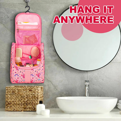 Cute Cartoon Hanging Kids Toiletry Bag Children Travel Cosmetic Makeup Organizer Wash Bag Shower bag Over Night Bag Camping Shaving Kit Bag for Boys & Girls (Mermaid)