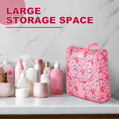 Cute Cartoon Hanging Kids Toiletry Bag Children Travel Cosmetic Makeup Organizer Wash Bag Shower bag Over Night Bag Camping Shaving Kit Bag for Boys & Girls (Mermaid)