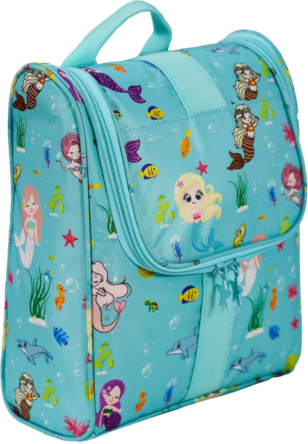 Cute Cartoon Hanging Kids Toiletry Bag Children Travel Cosmetic Makeup Organizer Wash Bag Shower bag Over Night Bag Camping Shaving Kit Bag for Boys & Girls (Mermaid)