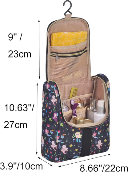 Cute Cartoon Hanging Kids Toiletry Bag Children Travel Cosmetic Makeup Organizer Wash Bag Shower bag Over Night Bag Camping Shaving Kit Bag for Boys & Girls (Mermaid)