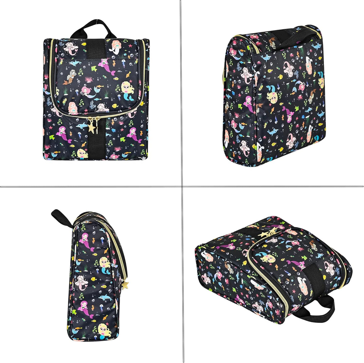 Cute Cartoon Hanging Kids Toiletry Bag Children Travel Cosmetic Makeup Organizer Wash Bag Shower bag Over Night Bag Camping Shaving Kit Bag for Boys & Girls (Mermaid)