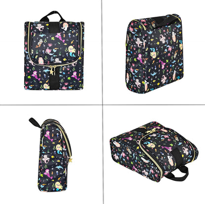 Cute Cartoon Hanging Kids Toiletry Bag Children Travel Cosmetic Makeup Organizer Wash Bag Shower bag Over Night Bag Camping Shaving Kit Bag for Boys & Girls (Mermaid)