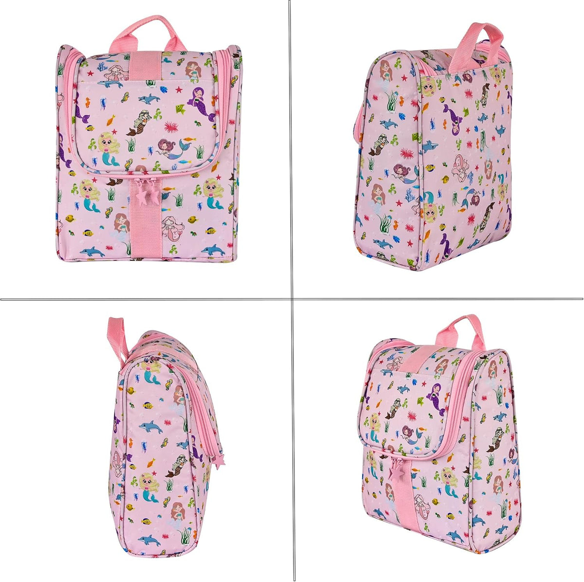 Cute Cartoon Hanging Kids Toiletry Bag Children Travel Cosmetic Makeup Organizer Wash Bag Shower bag Over Night Bag Camping Shaving Kit Bag for Boys & Girls (Mermaid)