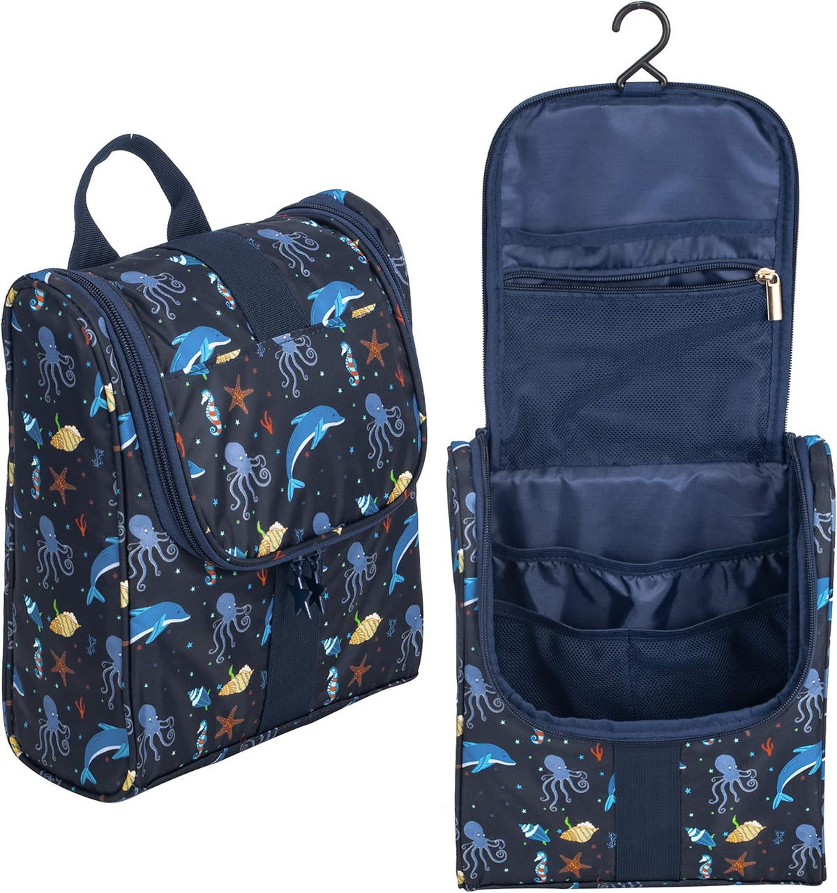 Cute Cartoon Hanging Kids Toiletry Bag Children Travel Cosmetic Makeup Organizer Wash Bag Shower bag Over Night Bag Camping Shaving Kit Bag for Boys & Girls (Mermaid)