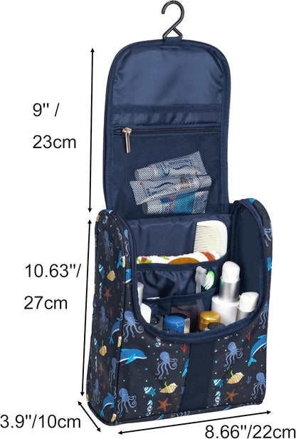 Cute Cartoon Hanging Kids Toiletry Bag Children Travel Cosmetic Makeup Organizer Wash Bag Shower bag Over Night Bag Camping Shaving Kit Bag for Boys & Girls (Mermaid)