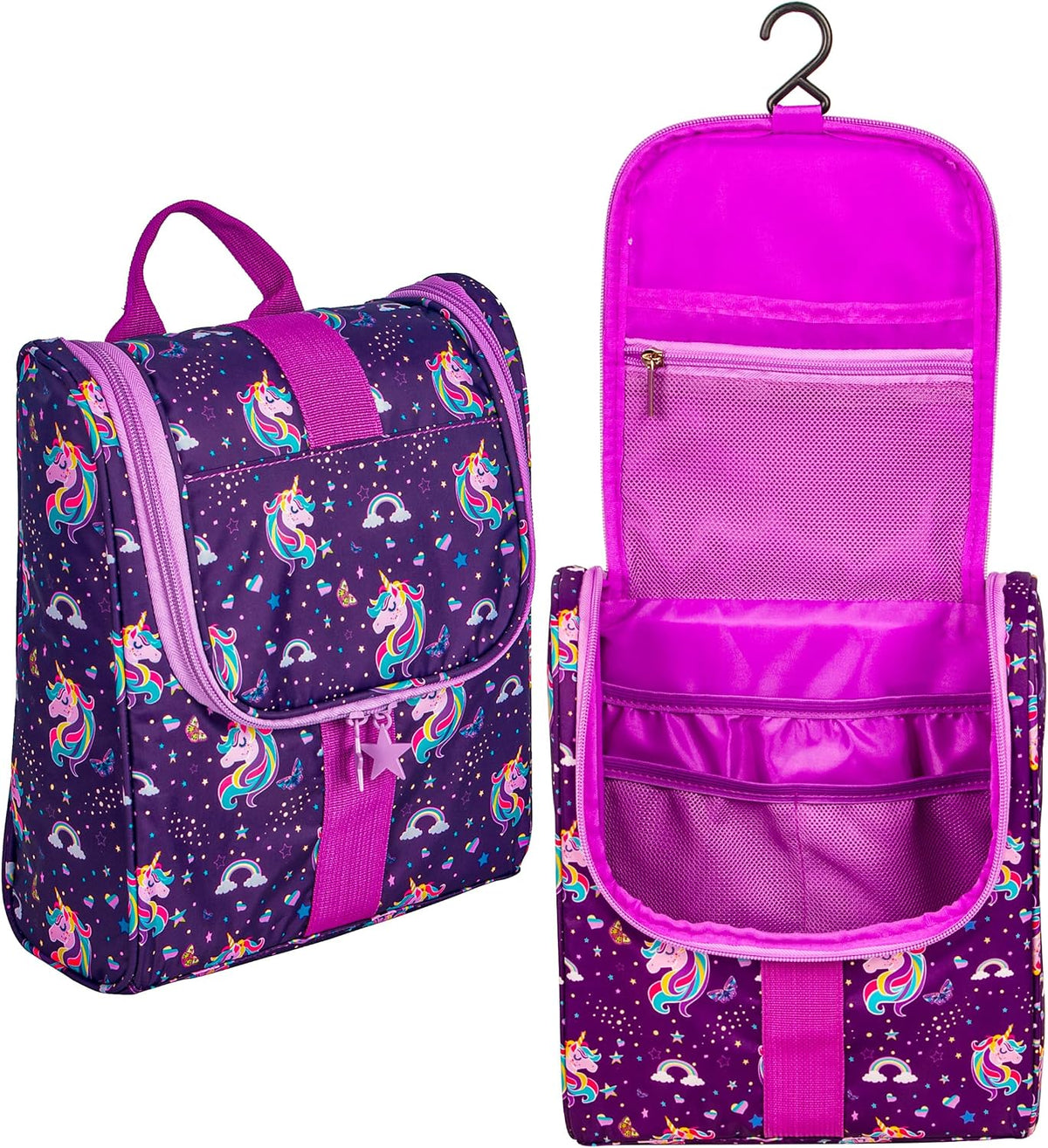 Cute Cartoon Hanging Kids Toiletry Bag Children Travel Cosmetic Makeup Organizer Wash Bag Shower bag Over Night Bag Camping Shaving Kit Bag for Boys & Girls (Mermaid)
