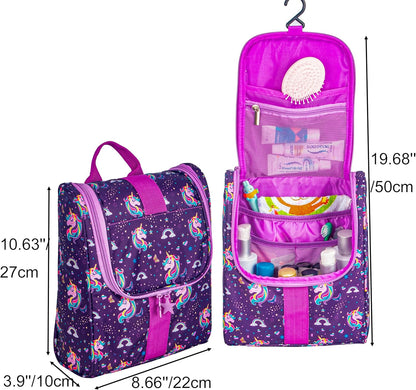 Cute Cartoon Hanging Kids Toiletry Bag Children Travel Cosmetic Makeup Organizer Wash Bag Shower bag Over Night Bag Camping Shaving Kit Bag for Boys & Girls (Mermaid)