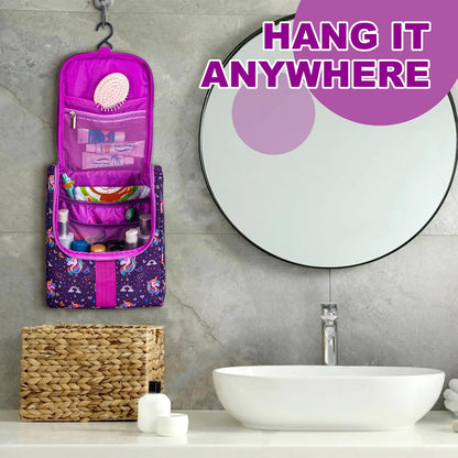 Cute Cartoon Hanging Kids Toiletry Bag Children Travel Cosmetic Makeup Organizer Wash Bag Shower bag Over Night Bag Camping Shaving Kit Bag for Boys & Girls (Mermaid)