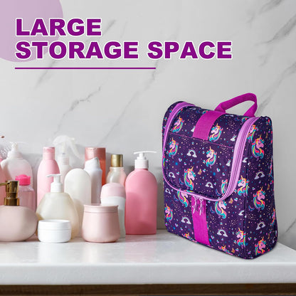 Cute Cartoon Hanging Kids Toiletry Bag Children Travel Cosmetic Makeup Organizer Wash Bag Shower bag Over Night Bag Camping Shaving Kit Bag for Boys & Girls (Mermaid)