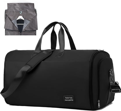 47L Large Convertible Travel Garment Duffel Bag for Men Women, 2 in 1 Hanging Suit Bag with Shoulder Strap, Brown