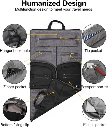 47L Large Convertible Travel Garment Duffel Bag for Men Women, 2 in 1 Hanging Suit Bag with Shoulder Strap, Brown