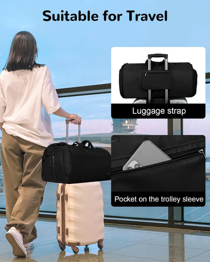 47L Large Convertible Travel Garment Duffel Bag for Men Women, 2 in 1 Hanging Suit Bag with Shoulder Strap, Brown