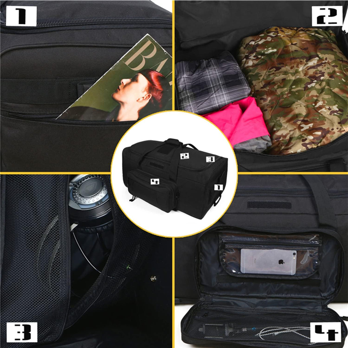 Duffel Bag Wheels Rolling Deployment Wheeled Military Suitcase Heavy-Duty Extra large deployment bag Capacity 32 Inch，Green