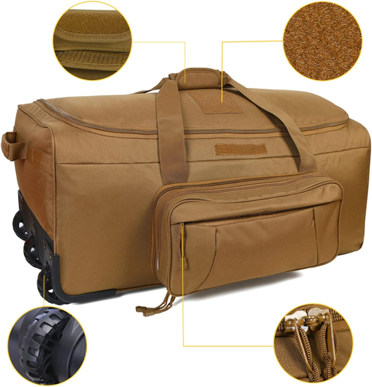 Duffel Bag Wheels Rolling Deployment Wheeled Military Suitcase Heavy-Duty Extra large deployment bag Capacity 32 Inch，Green