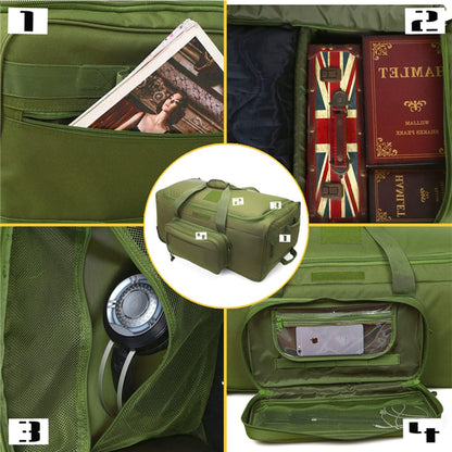 Duffel Bag Wheels Rolling Deployment Wheeled Military Suitcase Heavy-Duty Extra large deployment bag Capacity 32 Inch，Green