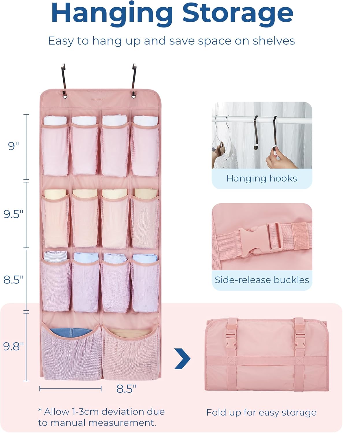 Hanging Compression Packing Cubes 6 Set Cruise Travel Essentials | 3-Fold Space Saving Hanging Shelves, Closet Organizers & Storage, Compressible Suitcase Organizer Bags, Machine Washable Cube