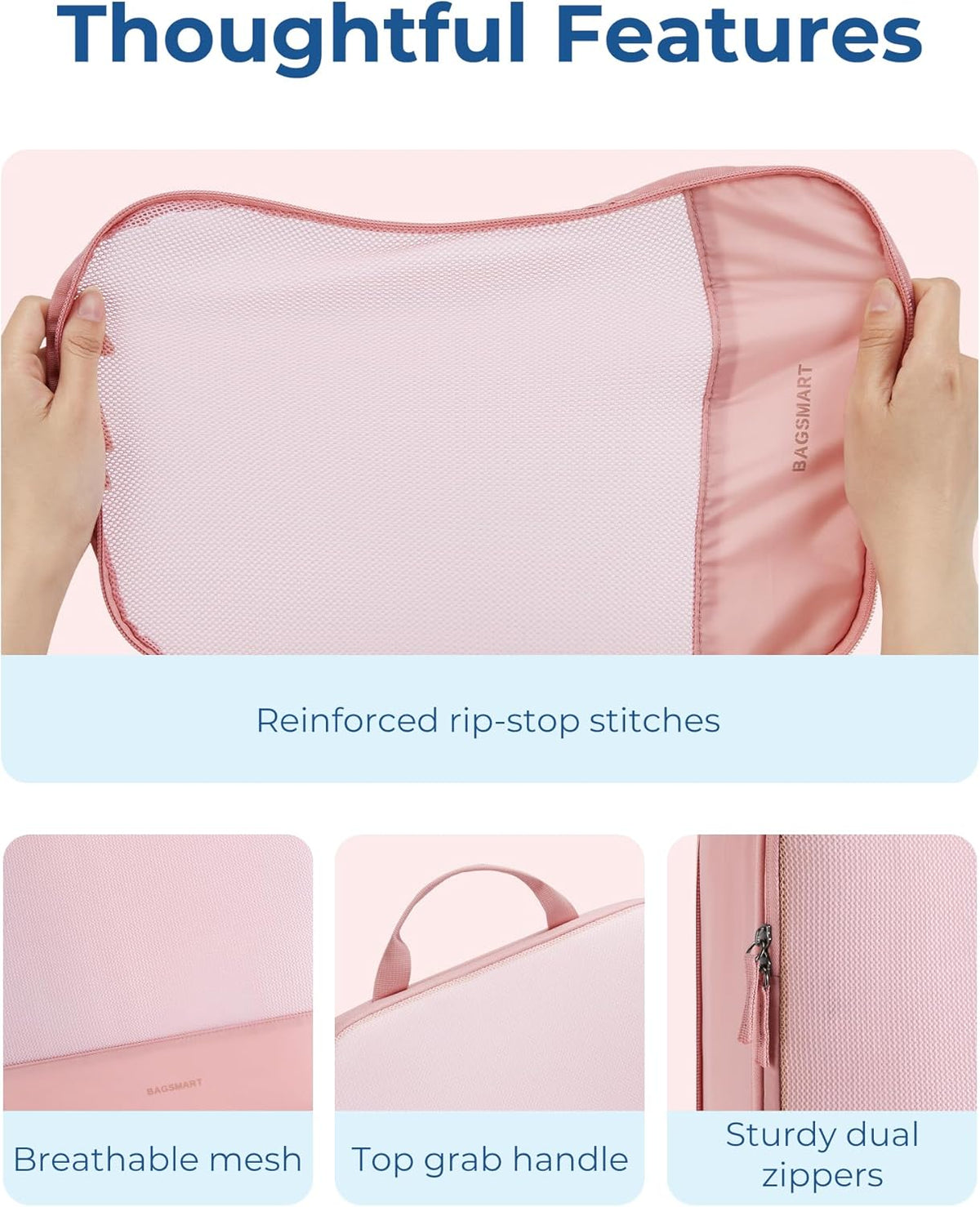 Hanging Compression Packing Cubes 6 Set Cruise Travel Essentials | 3-Fold Space Saving Hanging Shelves, Closet Organizers & Storage, Compressible Suitcase Organizer Bags, Machine Washable Cube