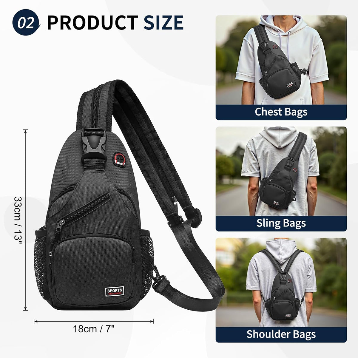Convertible Sling Bags for Women Men, Lightweight Crossbody Backpack Daypack Fit for 7.9" Tablet for Casual Travel Sport Hiking (Blue)