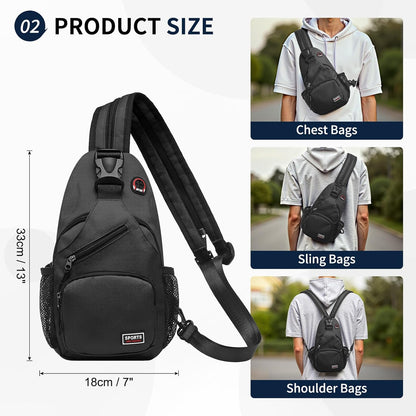 Convertible Sling Bags for Women Men, Lightweight Crossbody Backpack Daypack Fit for 7.9" Tablet for Casual Travel Sport Hiking (Blue)