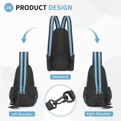 Convertible Sling Bags for Women Men, Lightweight Crossbody Backpack Daypack Fit for 7.9" Tablet for Casual Travel Sport Hiking (Blue)