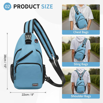 Convertible Sling Bags for Women Men, Lightweight Crossbody Backpack Daypack Fit for 7.9" Tablet for Casual Travel Sport Hiking (Blue)