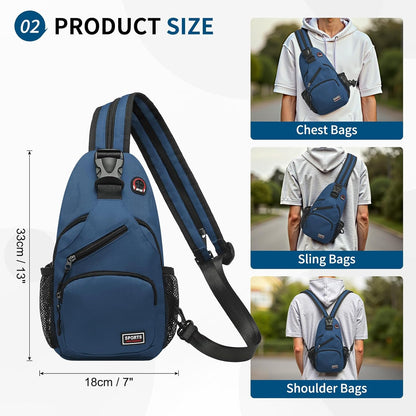 Convertible Sling Bags for Women Men, Lightweight Crossbody Backpack Daypack Fit for 7.9" Tablet for Casual Travel Sport Hiking (Blue)