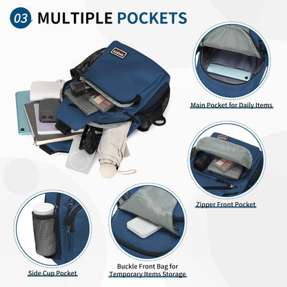 Convertible Sling Bags for Women Men, Lightweight Crossbody Backpack Daypack Fit for 7.9" Tablet for Casual Travel Sport Hiking (Blue)