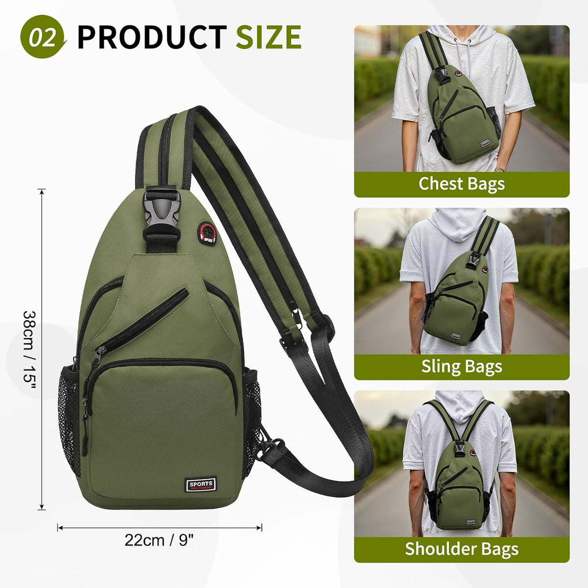 Convertible Sling Bags for Women Men, Lightweight Crossbody Backpack Daypack Fit for 7.9" Tablet for Casual Travel Sport Hiking (Blue)