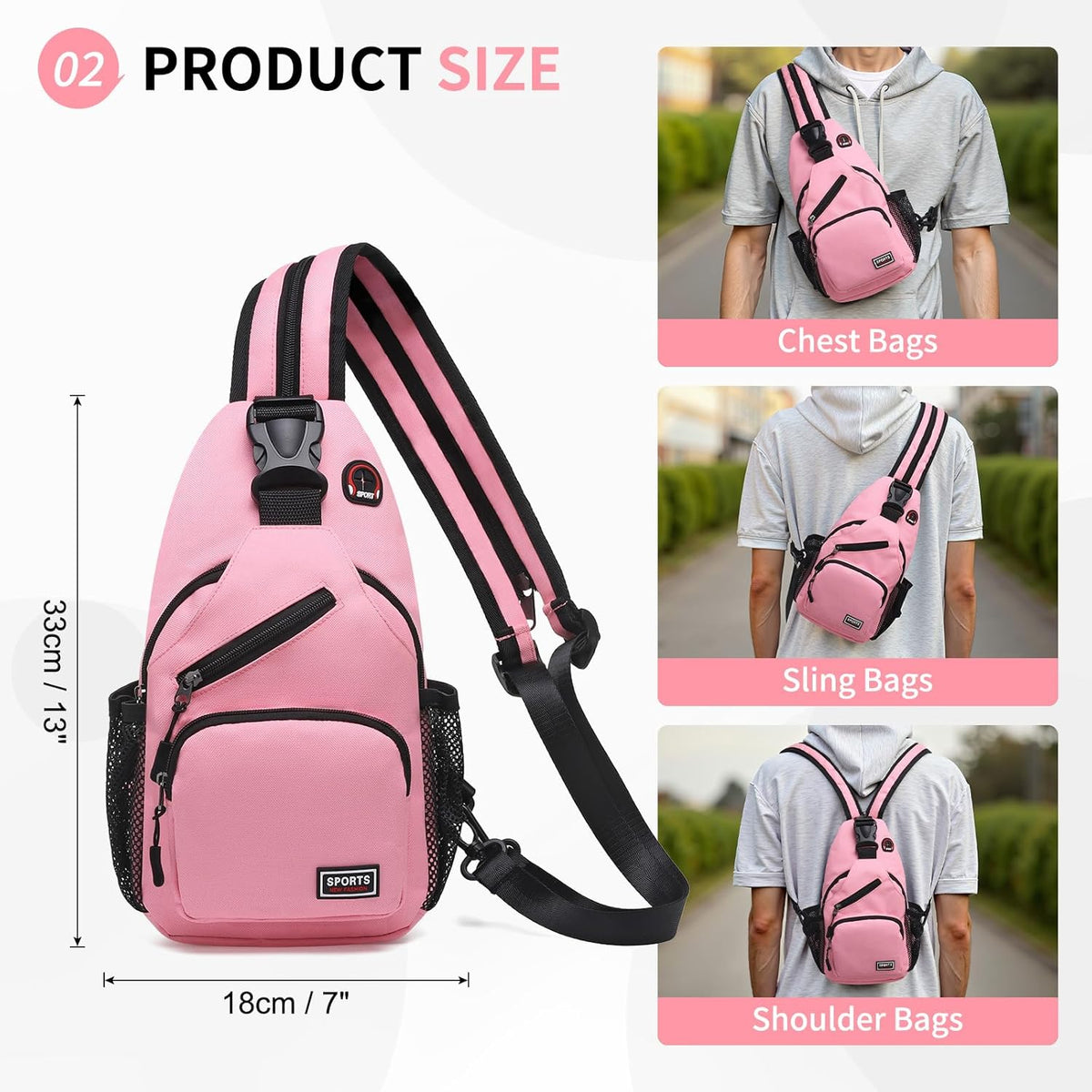 Convertible Sling Bags for Women Men, Lightweight Crossbody Backpack Daypack Fit for 7.9" Tablet for Casual Travel Sport Hiking (Blue)