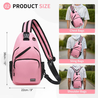 Convertible Sling Bags for Women Men, Lightweight Crossbody Backpack Daypack Fit for 7.9" Tablet for Casual Travel Sport Hiking (Blue)