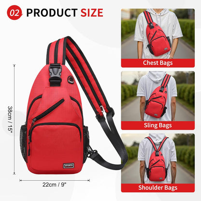 Convertible Sling Bags for Women Men, Lightweight Crossbody Backpack Daypack Fit for 7.9" Tablet for Casual Travel Sport Hiking (Blue)