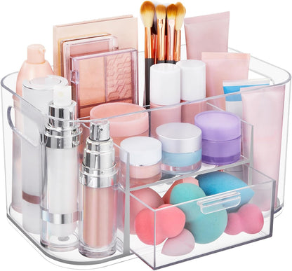 Bliss Lilac Purple Makeup Organizer for Countertop, Divided Bathroom Organizer & Storage Drawer, Makeup Brush Holder, Cosmetic & Nail Polish Organizer, Made in USA