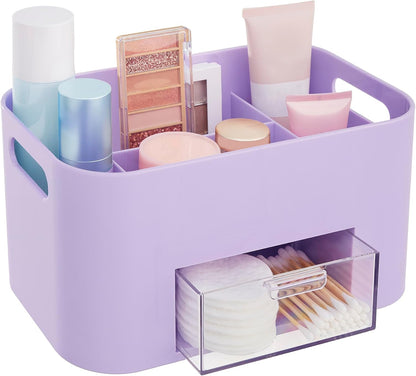 Bliss Lilac Purple Makeup Organizer for Countertop, Divided Bathroom Organizer & Storage Drawer, Makeup Brush Holder, Cosmetic & Nail Polish Organizer, Made in USA